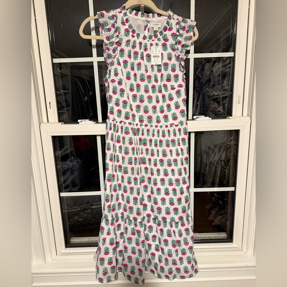 NWT J. Crew Factory Ruffle Sleeve Block Print Dress